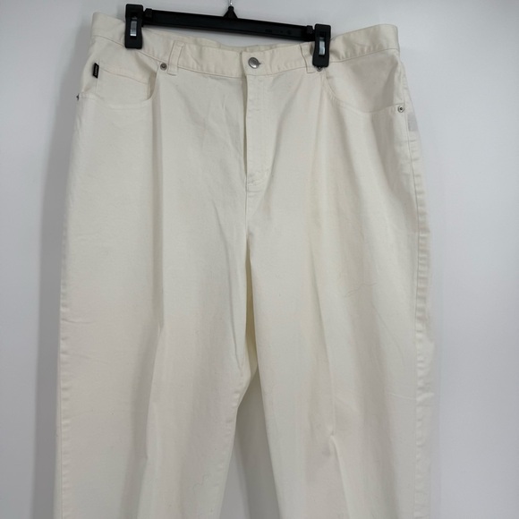 Lauren Jeans Co Ralph Lauren White Pants Womens Size 18W Tapered Leg W/ Zip Hems - Picture 4 of 9